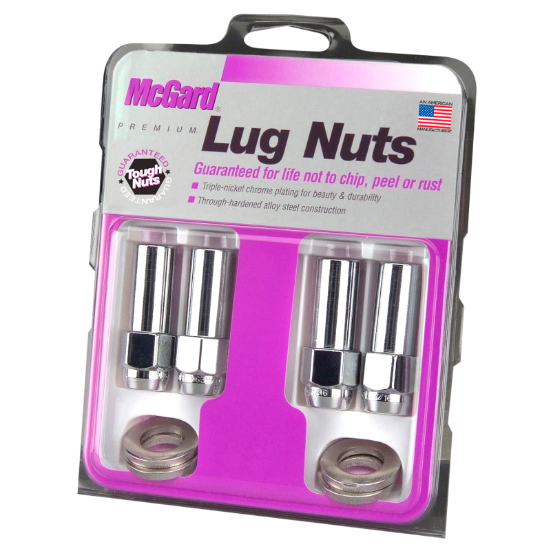 Load image into Gallery viewer, McGard Hex Lug Nut (X-Long Shank - 1.365in.) 7/16-20 / 13/16 Hex / 2.27in. Length (4-Pack) - Chrome
