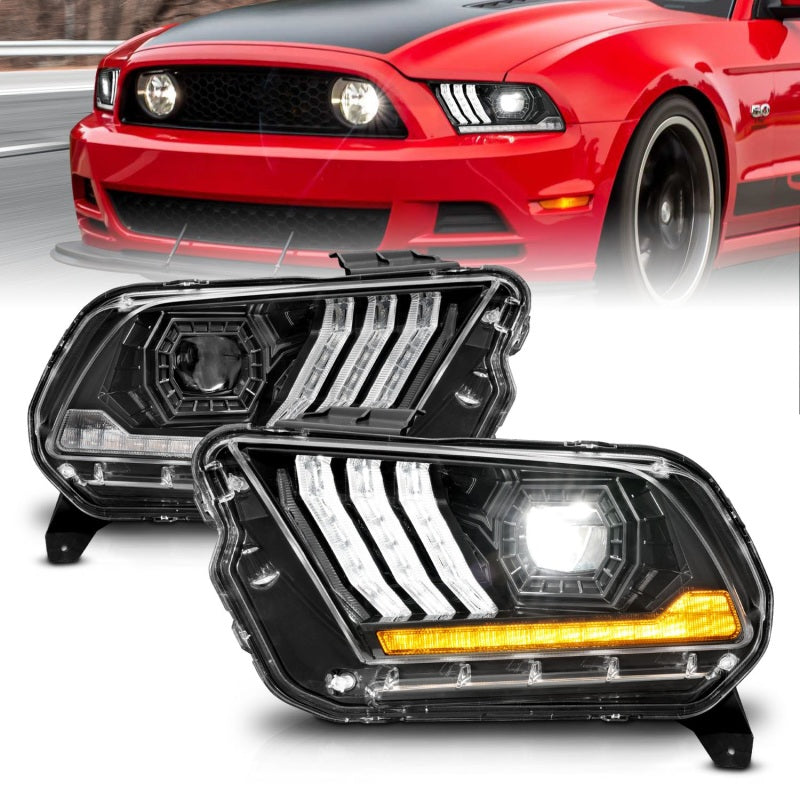 Load image into Gallery viewer, ANZO 13-14 Ford Mustang (w/ Factory HID/Xenon HL only) Projector Headlights w/Light Bar Black
