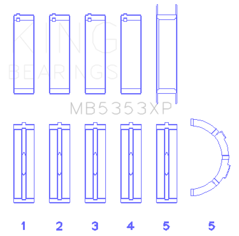 Load image into Gallery viewer, King Engine Bearings Ford 281 4.6L SOHC 16V (Size STDX) Performance Main Bearing Set (Set of 5)
