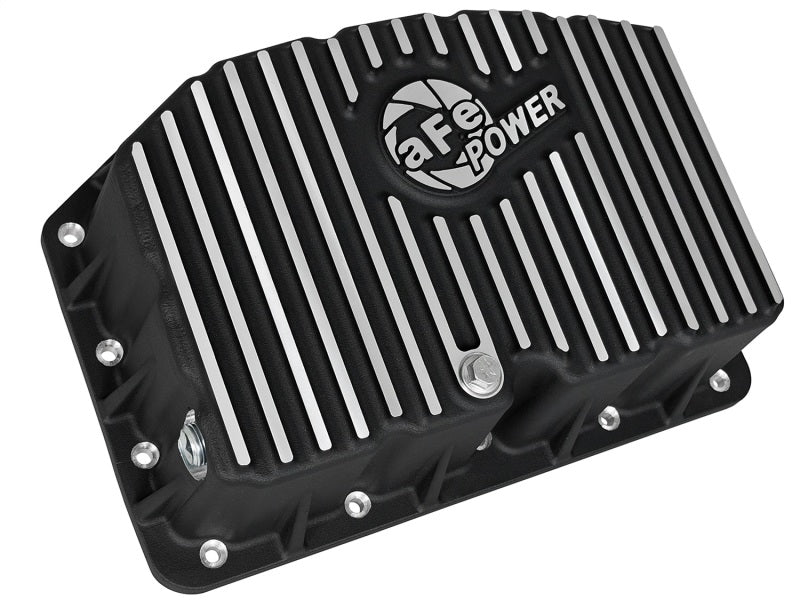 Load image into Gallery viewer, AFE Pro Series Engine Oil Pan Black w/Machined Fins; 11-16 Ford Powerstroke V8-6.7L (td)

