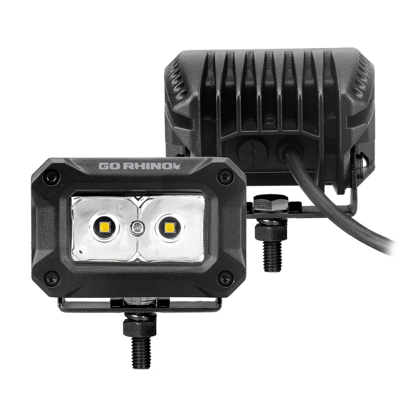 Load image into Gallery viewer, Go Rhino Xplor Bright Series Rectangle LED Spot Light Kit (Surface/Thread Stud Mnt) 3x2 - Blk (Pair)
