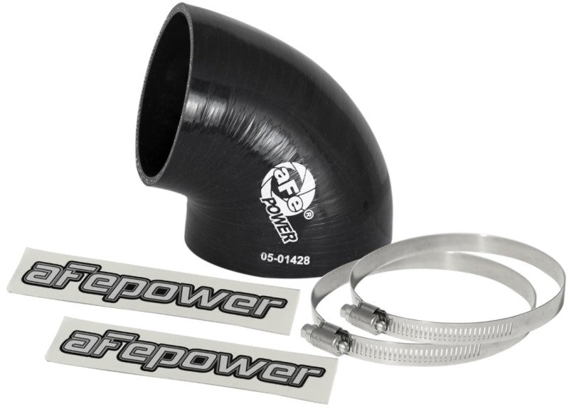 Load image into Gallery viewer, aFe Magnum FORCE CAI Univ. Silicone (3.5in to 3in ID / 75 Deg.) Elbow Reducing Coupler - Black
