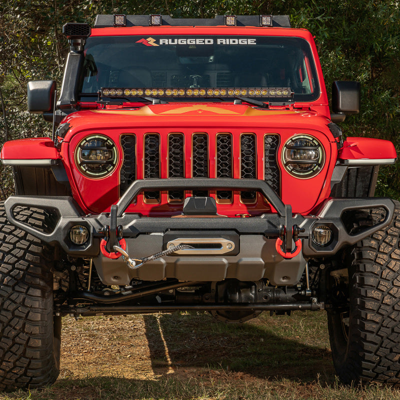 Load image into Gallery viewer, Rugged Ridge Venator Front Bumper W/Overrider &amp; Winch Tray JL
