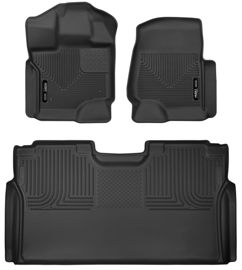 Load image into Gallery viewer, Husky Liners 15-23 Ford F-150 SuperCrew Cab X-Act Contour Front &amp; 2nd Row Seat Floor Liners - Black
