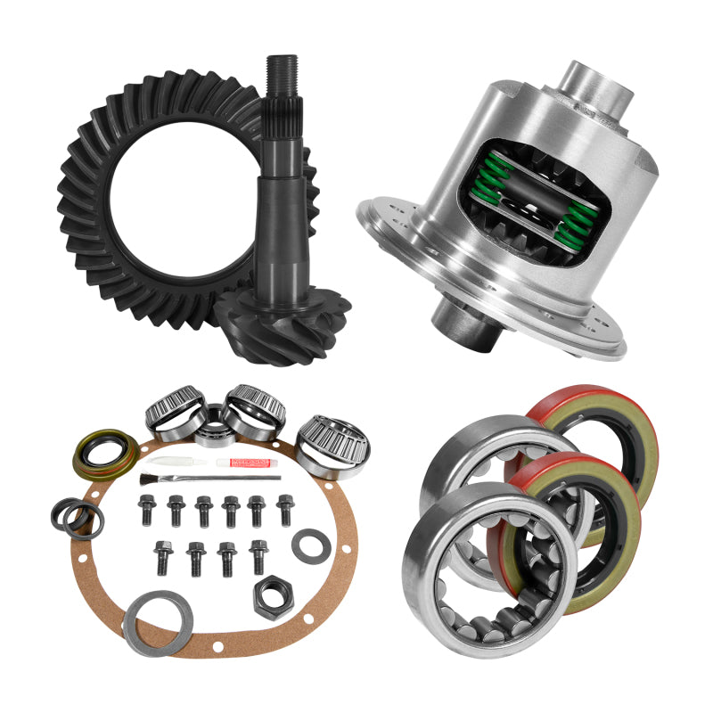 Load image into Gallery viewer, Yukon Gear 8.25in CHY 3.55 Rear Ring &amp; Pinion Install Kit Positraction 1.618in ID Axle Bearings
