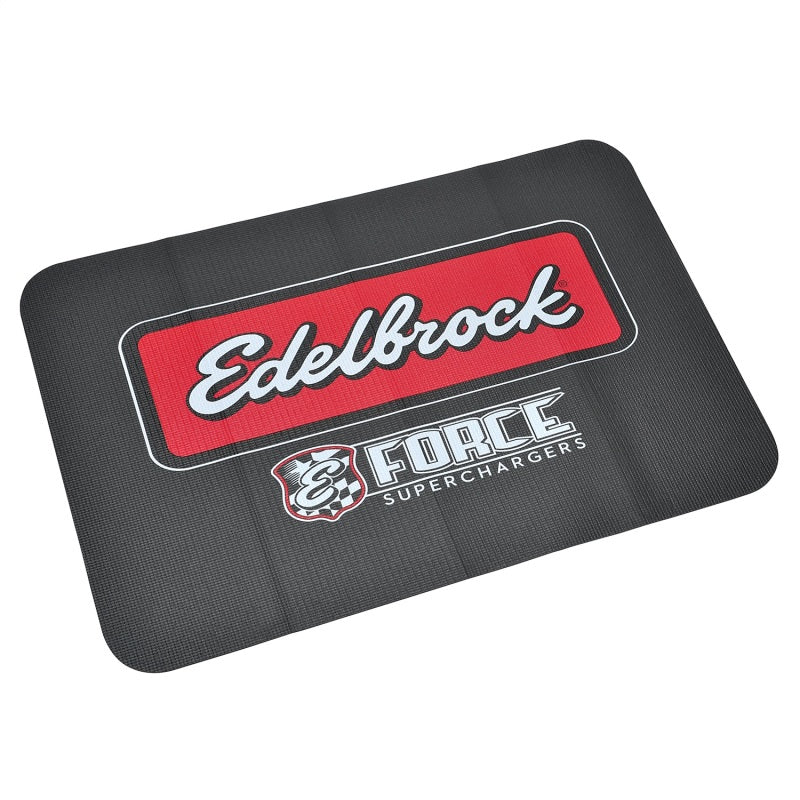 Load image into Gallery viewer, Edelbrock Racing Fender Cover - PVC Foam Mat - 2 Color Printed Edelbrock Racing Logo
