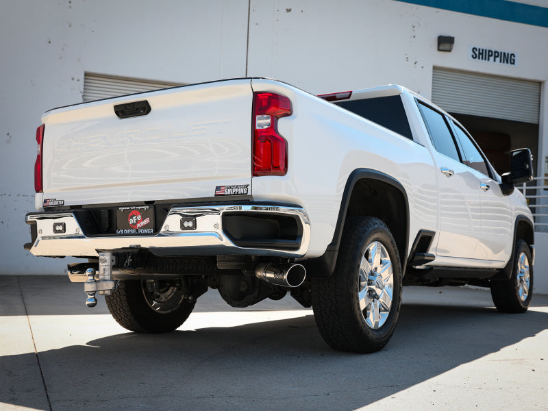Load image into Gallery viewer, aFe Large Bore-HD 4in 409SS DPF-Back Exhaust System w/Polished Tips 20 GM Diesel Trucks V8-6.6L
