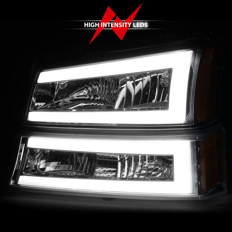 Load image into Gallery viewer, ANZO 2003-2006 Chevrolet Silverado 1500 Crystal Headlights w/ Light Bar Chrome Housing
