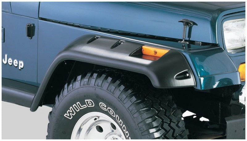 Load image into Gallery viewer, Bushwacker 87-95 Jeep Wrangler Cutout Style Flares 4pc Cutting Optional Not Renegade - Black
