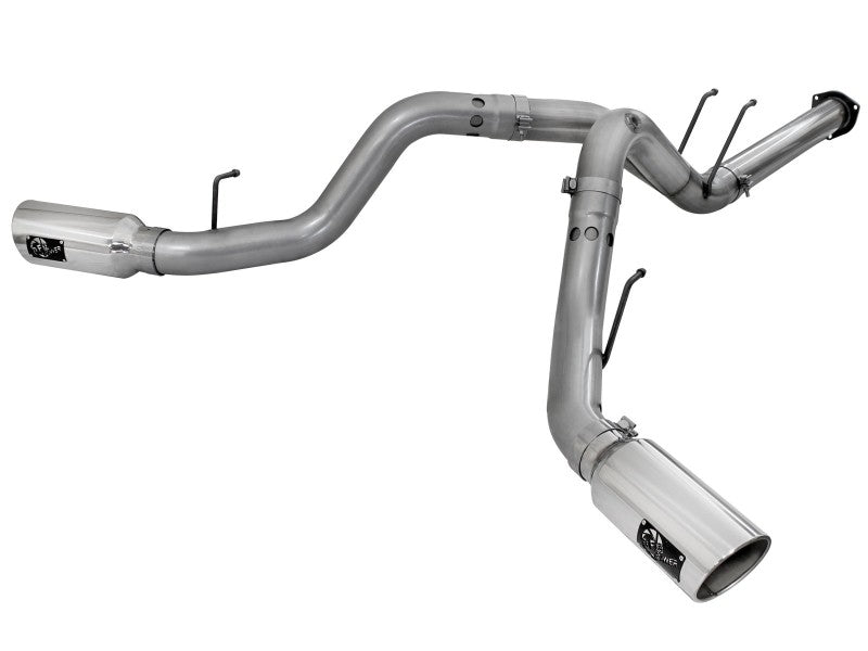 Load image into Gallery viewer, aFe Large Bore-HD 4in 409 Stainless Steel DPF-Back Exhaust w/Polished Tips 15-16 Ford Diesel Truck
