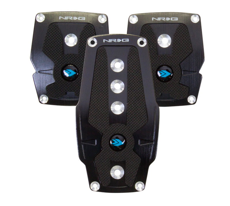 Load image into Gallery viewer, NRG Brushed Aluminum Sport Pedal M/T - Black w/Black Rubber Inserts
