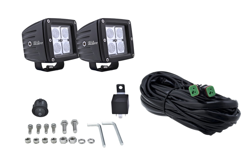 Load image into Gallery viewer, Hella HVF Cube 4 LED Off Road Kit - 3.1in 12W Spot Beam
