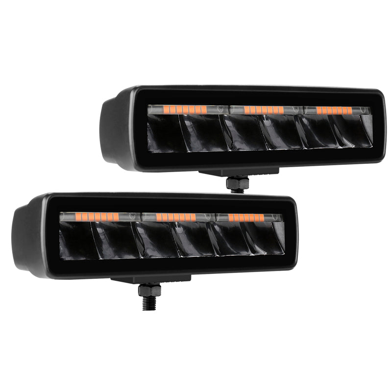 Load image into Gallery viewer, Go Rhino Xplor Blackout Combo Series Sixline LED Spot Lights w/Amber (Surface Mount) - Blk (Pair)
