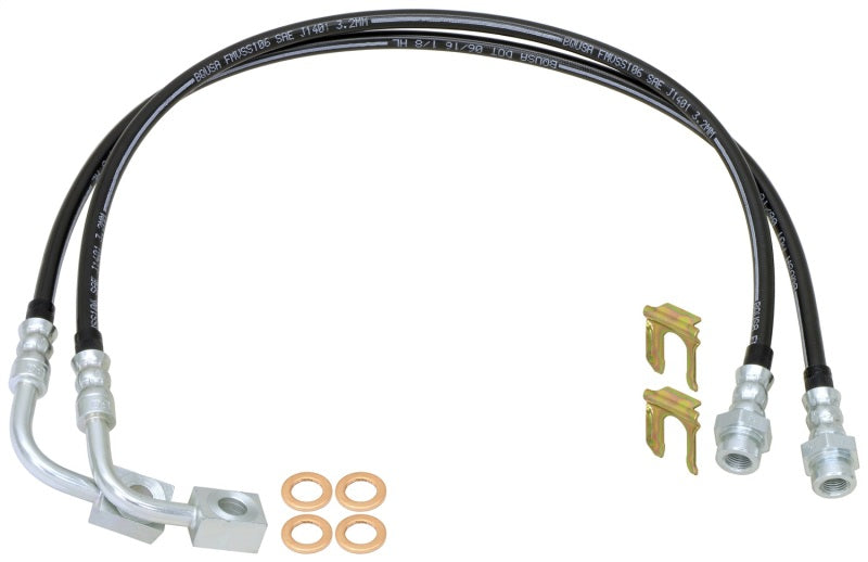 Load image into Gallery viewer, RockJock JK Rear Braided Brake Hose Kit 25.5in Long
