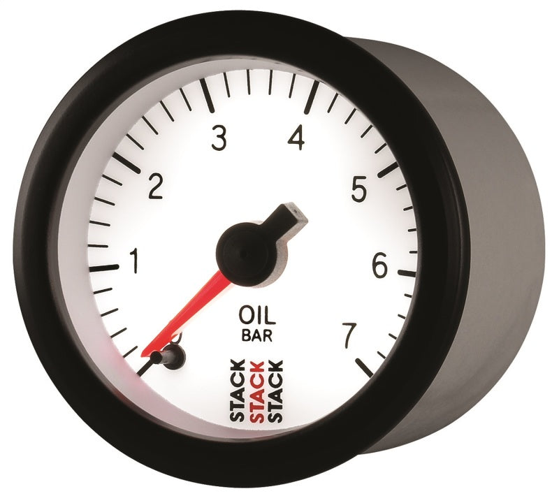 Load image into Gallery viewer, Autometer Stack 52mm 0-7 Bar M10 Male Pro Stepper Motor Oil Pressure Gauge - White
