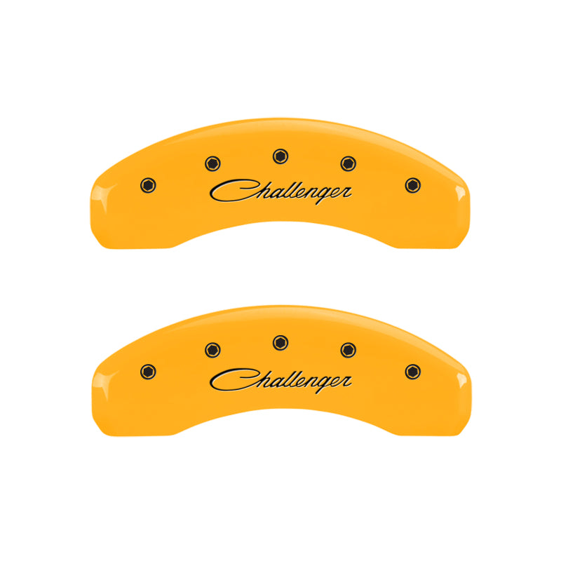 Load image into Gallery viewer, MGP 4 Caliper Covers Engraved Front &amp; Rear With stripes/Dodge Black finish silver ch
