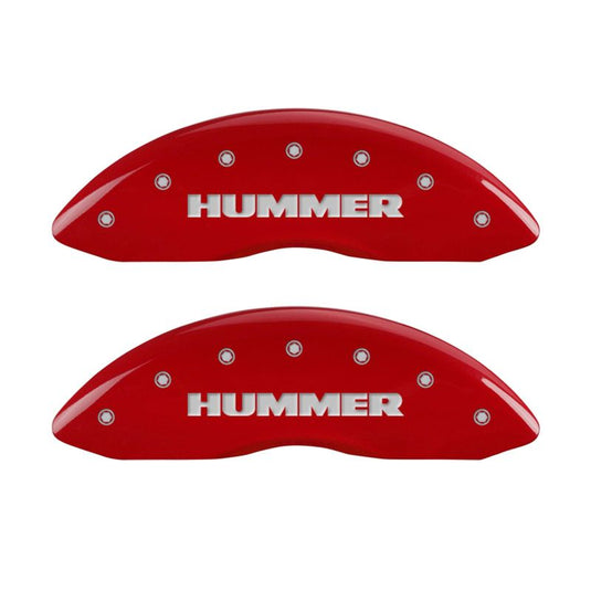 MGP 4 Caliper Covers Engraved Front & Rear Hummer Red finish silver ch