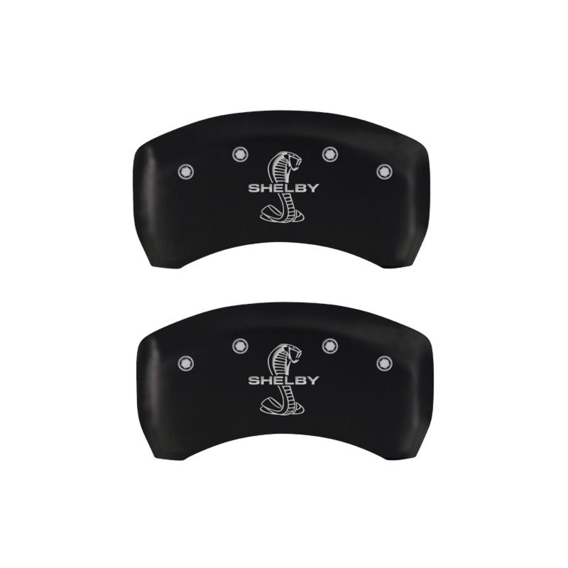 Load image into Gallery viewer, MGP 4 Caliper Covers Engraved Front &amp; Rear Raptor Black finish silver ch
