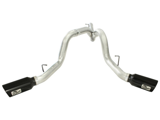 aFe MACHForce XP Exhaust Aluminized Dual Split DPF Back 11-15 GM Diesel Truck V8-6.6L (td) (BLK tip)
