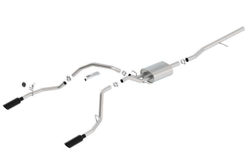 Load image into Gallery viewer, Borla 14 Sierra 1500 C/B S-Type Exhaust/2.75in Into Dual 2.25in Out 4in Split Rear Exit-Black Chrome
