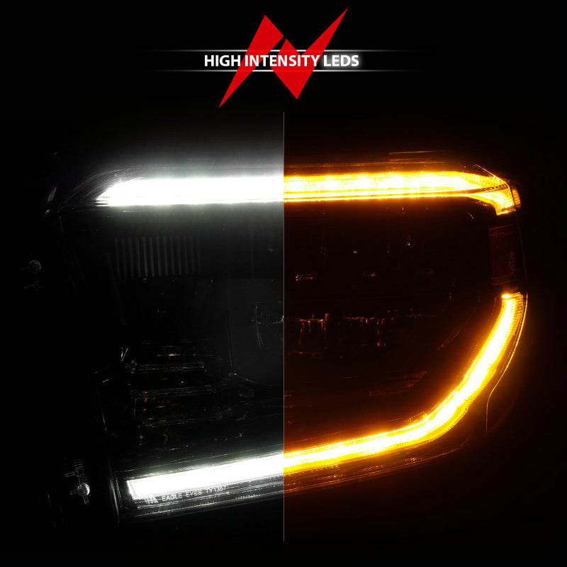 Load image into Gallery viewer, ANZO 14-21 Toyota Tundra (OE Halogen w/LED DRL) LED Crystal Headlights w/ Switchback &amp; DRL - Blk
