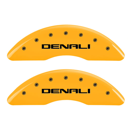 MGP 4 Caliper Covers Engraved Front & Rear Denali Yellow finish black ch