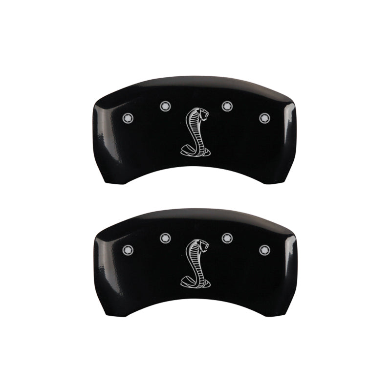 Load image into Gallery viewer, MGP Rear set 2 Caliper Covers Engraved Rear Tiffany Snake Black finish silver ch
