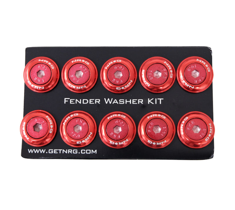 Load image into Gallery viewer, NRG Fender Washer Kit w/Color Matched M6 Bolt Rivets For Plastic (Red) - Set of 10
