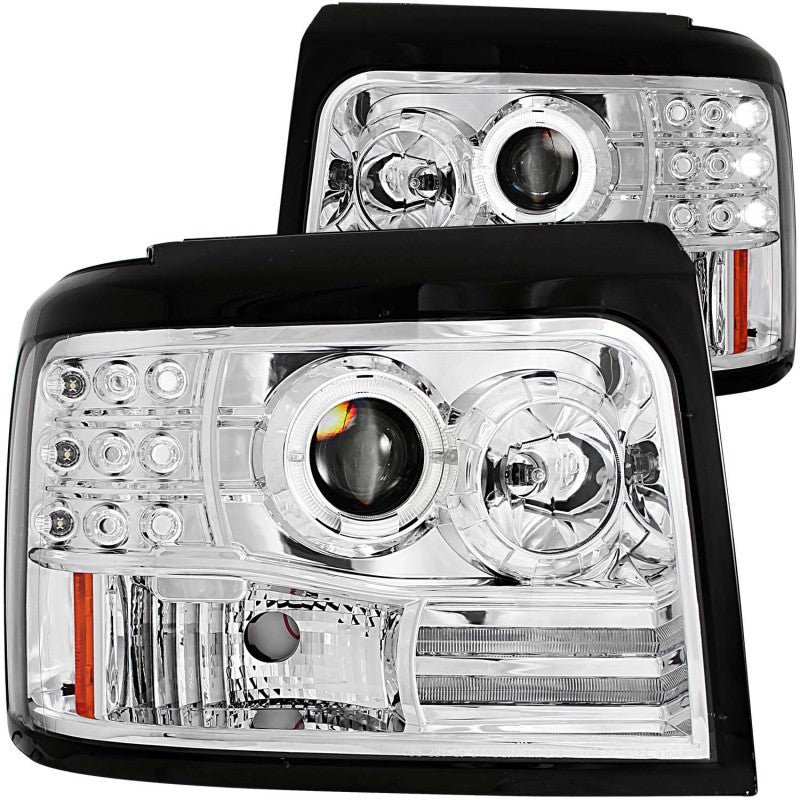 Load image into Gallery viewer, ANZO 1992-1996 Ford F-150 Projector Headlights w/ Halo Chrome w/ Side Markers and Parking Lights
