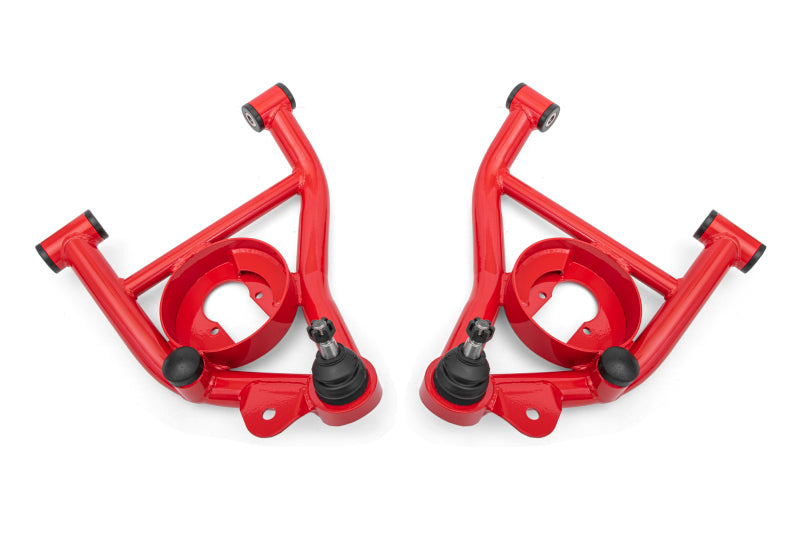 Load image into Gallery viewer, BMR 82-92 GM F-Body Non-Adj Lower A-Arms Delrin Bushings Spring Pocket - Red

