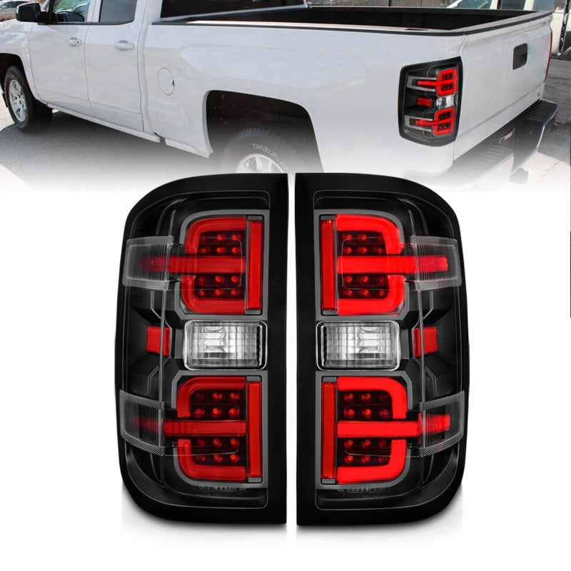 Load image into Gallery viewer, ANZO 15-19 Chevy Silverado 2500HD/3500HD (Halgn Only) LED Tail Lights w/Black Light Bar &amp; Clear Lens
