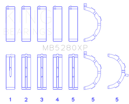 King Engine Bearings Ford Prod. V8 4.6L/5.4L (Size 0.25) Performance Main Bearing Set