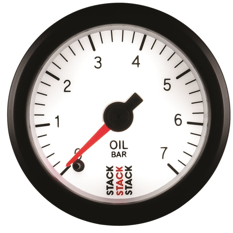 Load image into Gallery viewer, Autometer Stack 52mm 0-7 Bar M10 Male Pro Stepper Motor Oil Pressure Gauge - White
