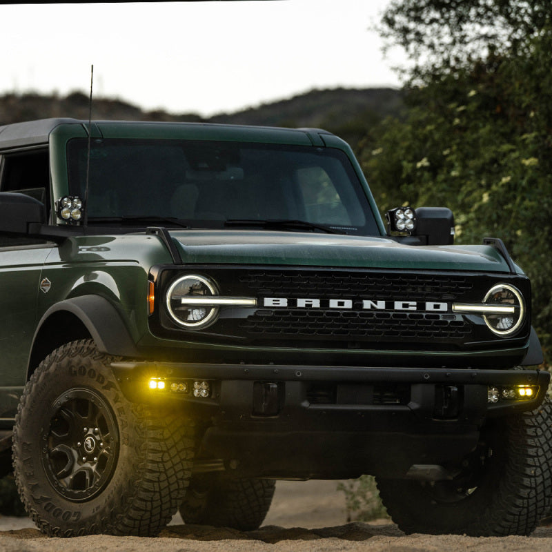 Load image into Gallery viewer, Baja Designs 21-22 Ford Bronco w/Steel Bumper S2 SAE Sportsmen Fog Pocket Light Kit - Amber
