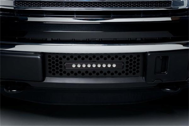 Load image into Gallery viewer, Putco 11-14 Ford F-150 EcoBoost SS Black Punch Bumper Grille Insert w/ 10in Luminix Light Bar
