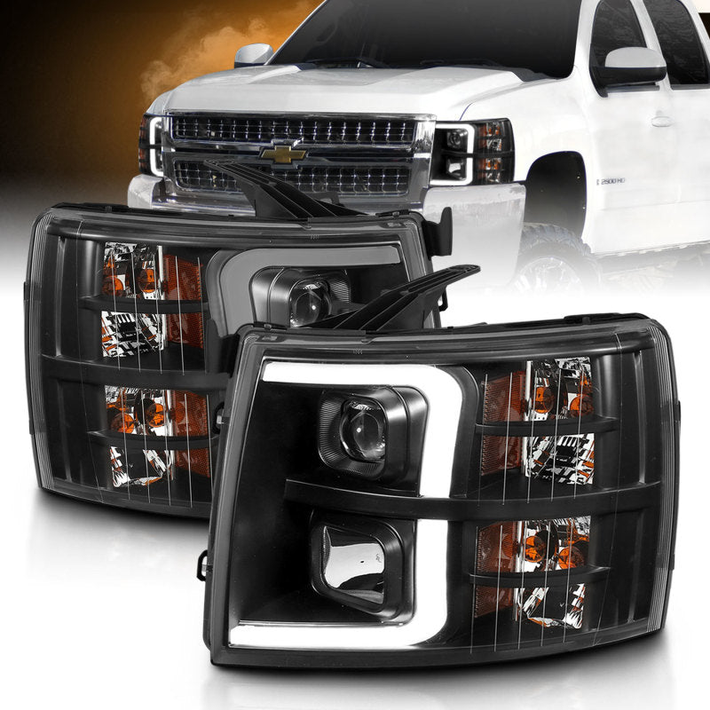 Load image into Gallery viewer, ANZO 07-13 Chevrolet Silverado 3500 Projector Headlights - Black Amber
