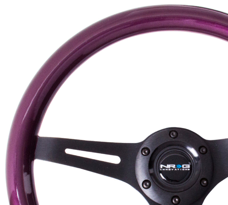 Load image into Gallery viewer, NRG Classic Wood Grain Steering Wheel (350mm) Purple Pearl/Flake Paint w/Black 3-Spoke Center
