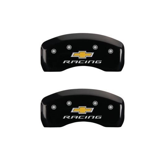 MGP 4 Caliper Covers Engraved Front & Rear Chevy racing Black finish silver ch