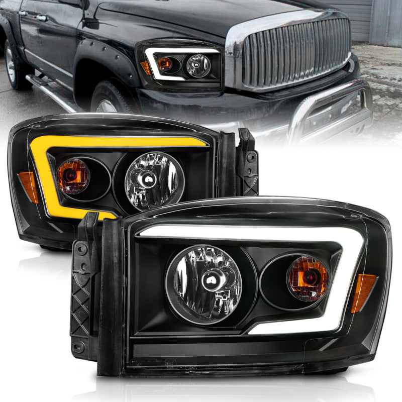 Load image into Gallery viewer, Anzo 06-09 Dodge RAM 1500/2500/3500 Headlights Black Housing/Clear Lens (w/Switchback Light Bars)
