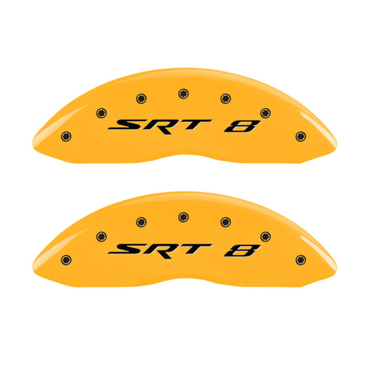 MGP 4 Caliper Covers Engraved Front & Rear SRT8 Yellow finish black ch