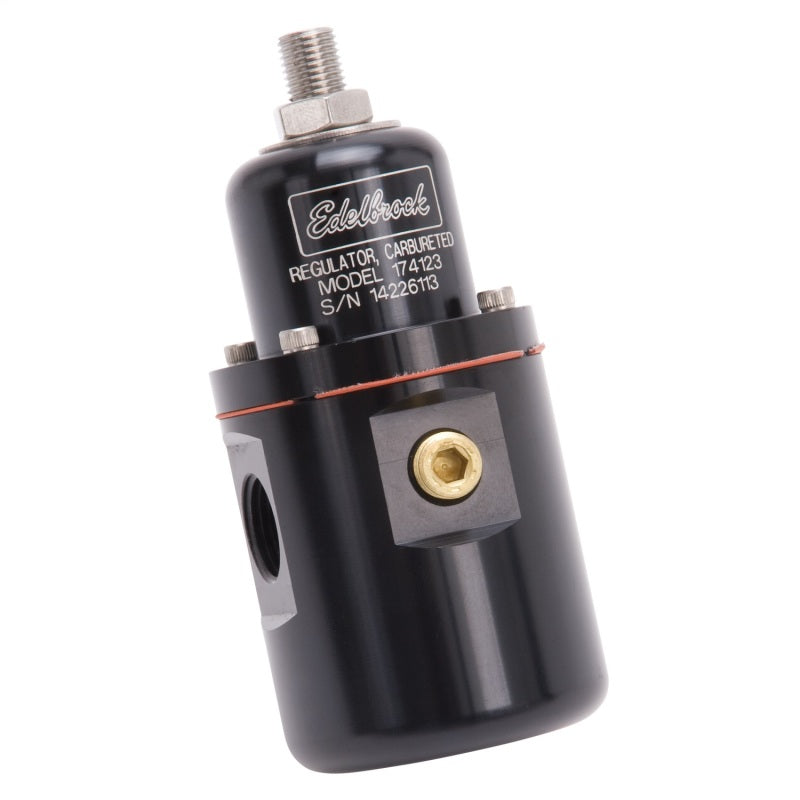 Load image into Gallery viewer, Edelbrock Fuel Pressure Regulator Carbureted 160 GPH 5-10 PSI 3/8In In/Out Returnless Black
