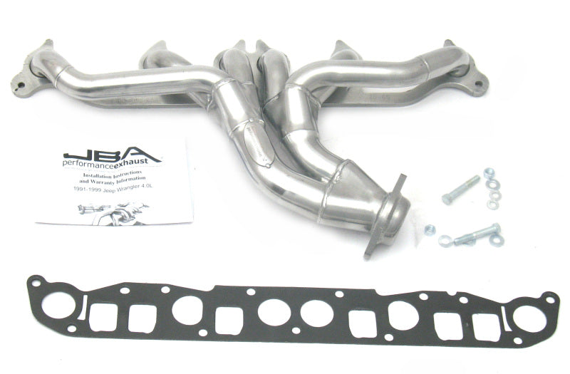 Load image into Gallery viewer, JBA 91-99 Jeep 4.0L 1-1/2in Primary Silver Ctd Cat4Ward Header
