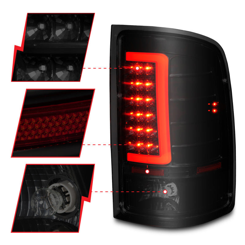 Load image into Gallery viewer, ANZO 2007-2013 GMC Sierra LED Tail Lights w/ Light Bar Black Housing Smoke Lens
