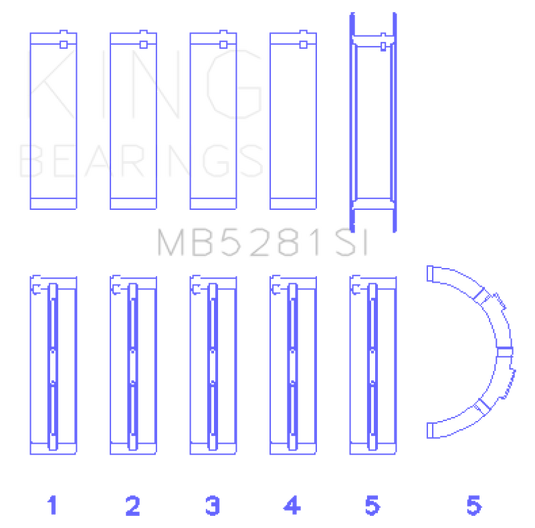 King Engine Bearings Ford 281CI 4.6L V8 (Size STD) Main Bearing Set