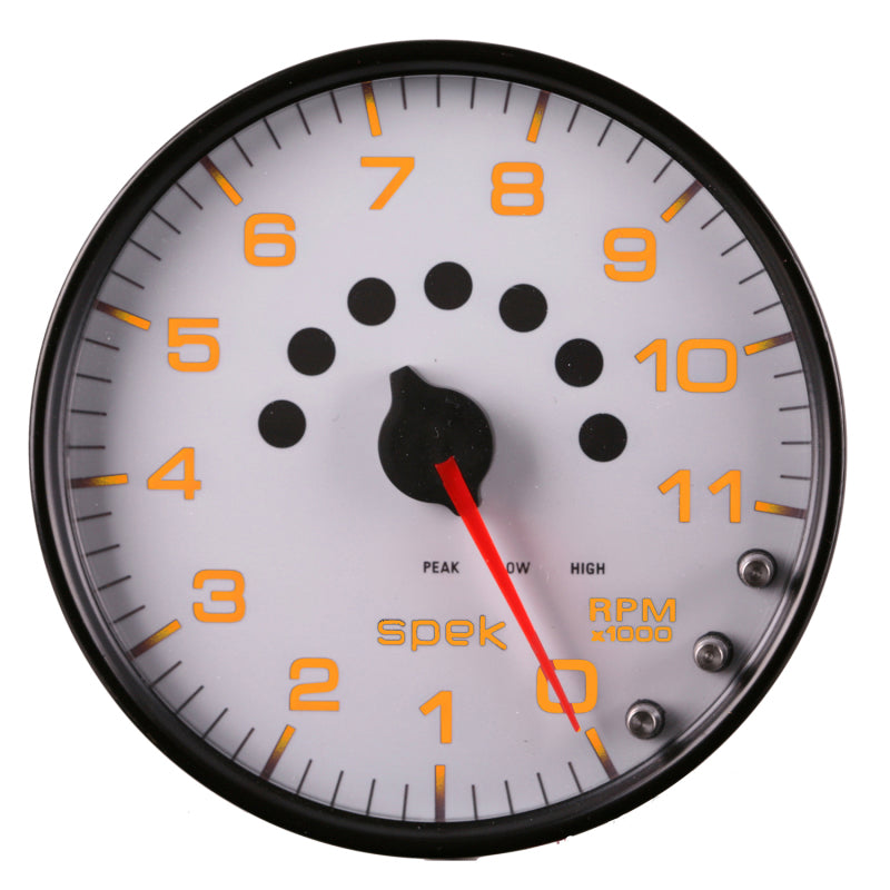 Load image into Gallery viewer, Autometer Spek-Pro Gauge Tachometer 5in 11K Rpm W/Shift Light &amp; Peak Mem White/Black
