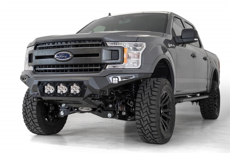 Load image into Gallery viewer, Addictive Desert Designs 18-20 Ford F-150 Bomber Front Bumper w/ 3 Baja Designs LP6 Mounts
