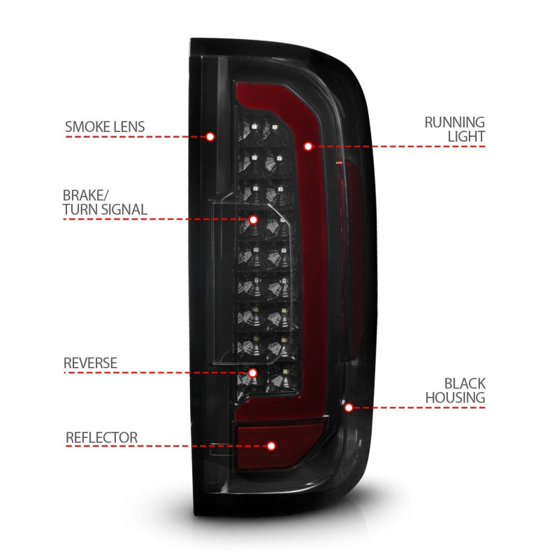 Load image into Gallery viewer, ANZO 15-21 Chevrolet Colorado Full LED Tail Lights w/ Red Lightbar Black Housing Smoke Lens
