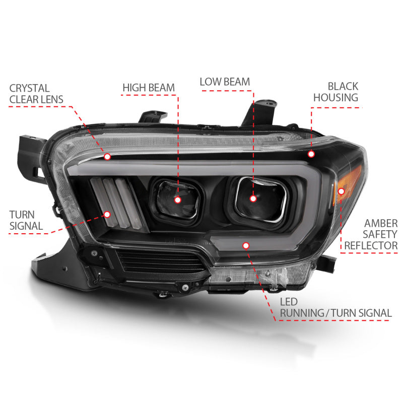 Load image into Gallery viewer, ANZO 2016-2017 Toyota Tacoma Projector Headlights w/ Plank Style Switchback Black w/ Amber
