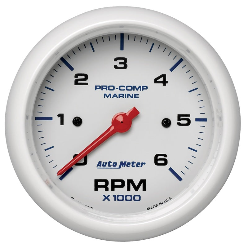 Load image into Gallery viewer, Autometer Marine White Ultra-Lite Gauge 3-3/8in Tachometer 6K RPM
