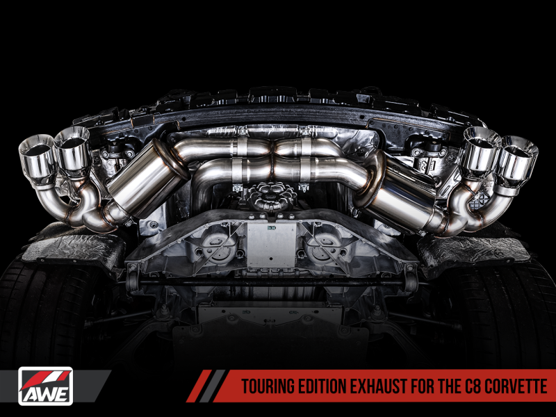 Load image into Gallery viewer, AWE Tuning 2020 Chevrolet Corvette (C8) Touring Edition Exhaust - Quad Diamond Black Tips
